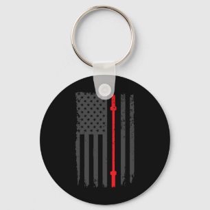 Amerikaanse vlag Fitness Gym Barbell Powerlift Sleutelhanger