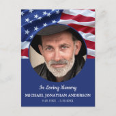 Amerikaanse vlag Flagviering van biofoto begrafeni Uitnodiging Briefkaart (Voorkant)
