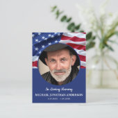 Amerikaanse vlag Flagviering van biofoto begrafeni Uitnodiging Briefkaart (Staand voorkant)