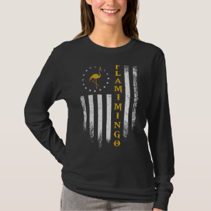  Amerikaanse vlag Flamingo Funny Bird Silho T-shirt