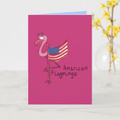 Amerikaanse vlag Flamingo Funny Wenskaart Kaart (Gele Bloem)