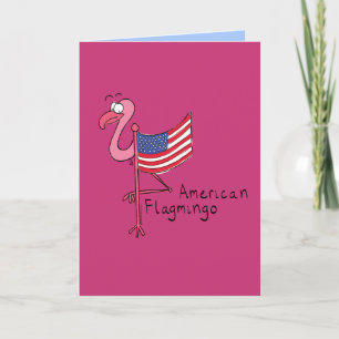 Amerikaanse vlag Flamingo Funny Wenskaart Kaart