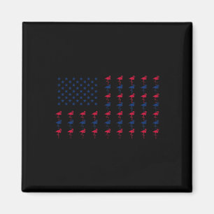 Amerikaanse vlag Flamingo Lover 4 juli Patri Magneet