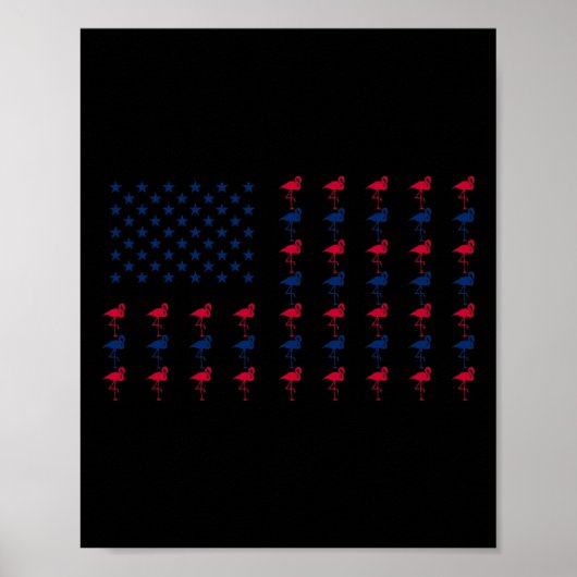 Amerikaanse vlag Flamingo Lover 4 juli Patri Poster (Voorkant)