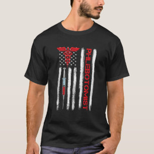 Amerikaanse vlag flebotomist flebotomie Tech Blood T-shirt