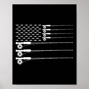 Amerikaanse Vlag Fly Fishing Rod Forel Patriot Man Poster