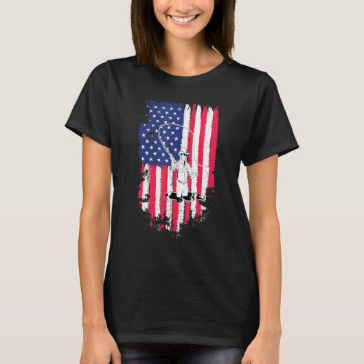 Amerikaanse Vlag Fly Fishing T-shirt (Voorkant)