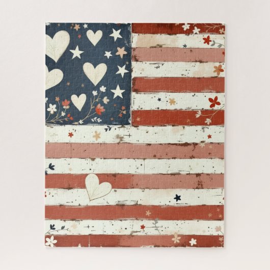 Amerikaanse Vlag Folk Art Puzzel (Verticaal)
