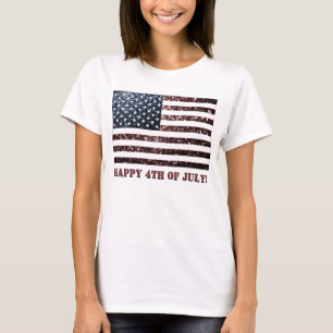 Amerikaanse vlag fonkelt glitters 4 juli t-shirt