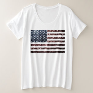 Amerikaanse vlag  fonkelt glitters grote maat t-shirt