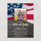 Amerikaanse vlag Foto 4 juli Uitnodiging Briefkaart (Voorkant)