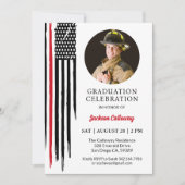 Amerikaanse vlag, foto brandweerman afstudeerfeest kaart (Voorkant)