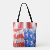 Amerikaanse vlag foto met rode streep grens tote bag (Achterkant)