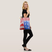 Amerikaanse vlag foto met rode streep grens tote bag (Op model)