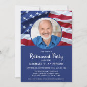 Amerikaanse Vlag Foto Militaire Pensionering Kaart (Voorkant)