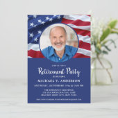 Amerikaanse Vlag Foto Militaire Pensionering Kaart (Staand voorkant)