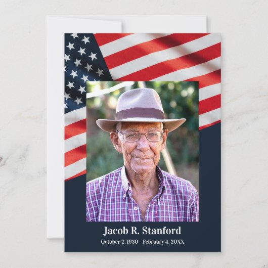 Amerikaanse vlag foto overleed aankondiging (Voorkant)