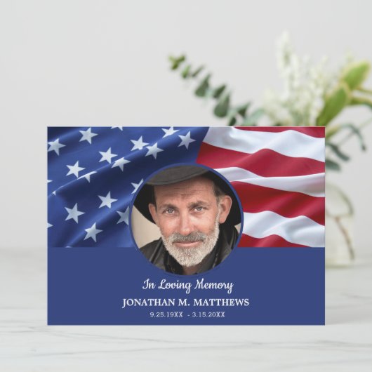 Amerikaanse vlag Foto Patriottische Memorial begra Bedankkaart (Staand voorkant)