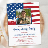 Amerikaanse vlag foto van het leger weggaan uitnodiging briefkaart