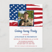 Amerikaanse vlag foto van het leger weggaan uitnodiging briefkaart (Voorkant)