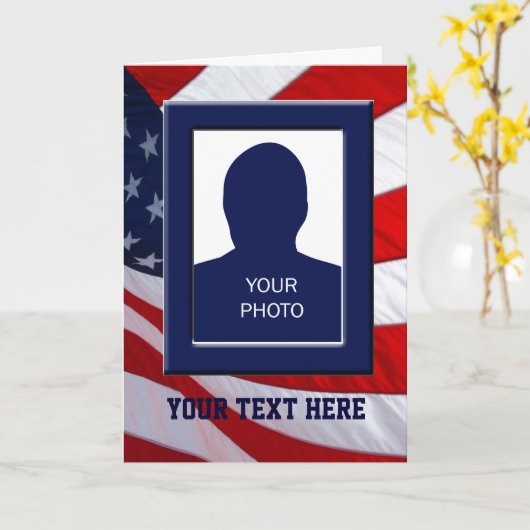 Amerikaanse Vlag Fotolijst Kaart (Gele Bloem)