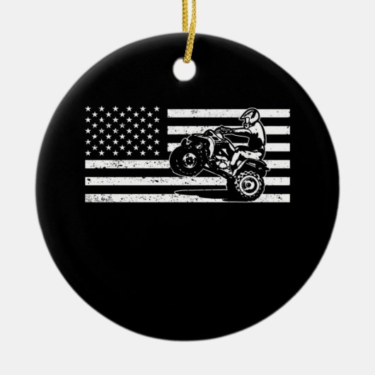 Amerikaanse vlag Four Wheeler Quad Mannen ATV Ridi Keramisch Ornament (Voorkant)