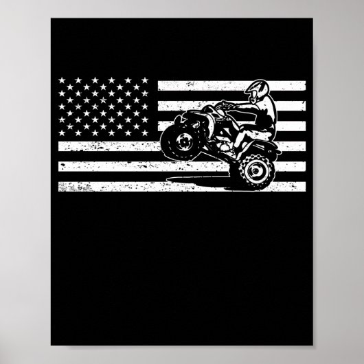 Amerikaanse vlag Four Wheeler Quad Mannen ATV Ridi Poster (Voorkant)