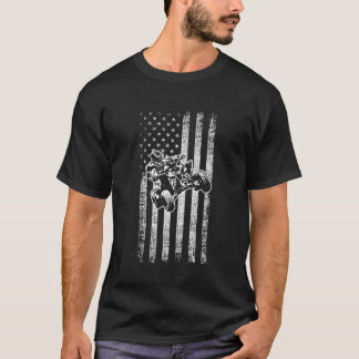 Amerikaanse vlag Four Wheeler Quad Mannen ATV Ridi T-shirt