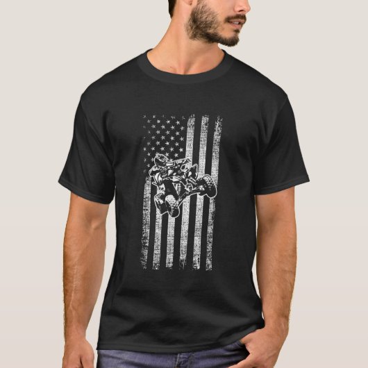 Amerikaanse vlag Four Wheeler Quad Mannen ATV Ridi T-shirt (Voorkant)