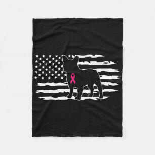 Amerikaanse vlag Franse Bulldog Breast Cancer Awar Fleece Deken