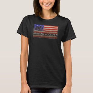 Amerikaanse vlag Franse Bulldog Frenchie Silhoue T-shirt