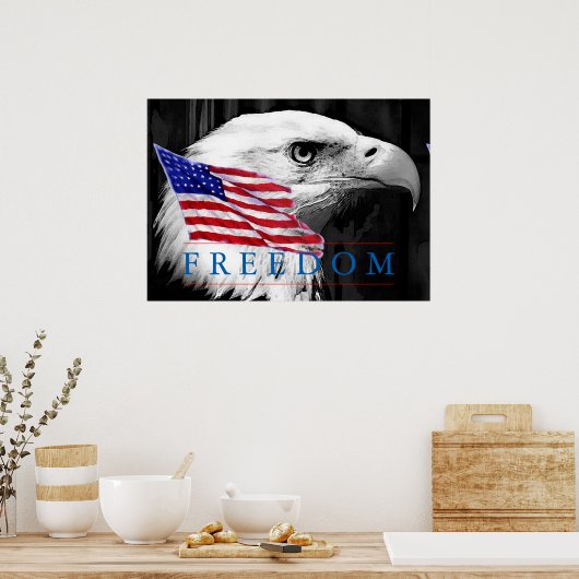 Amerikaanse vlag Freedom Eagle Eye Poster (Keuken)