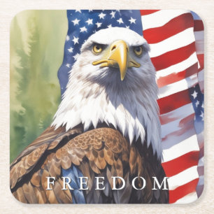 Amerikaanse vlag Freedom Eagle Motivatie Inspirere Kartonnen Onderzetters