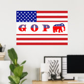 Amerikaanse vlag - G O P - olifant Poster (Thuiskantoor)