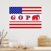Amerikaanse vlag - G O P - olifant Poster (Keuken)
