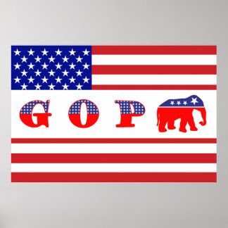 Amerikaanse vlag - G O P - olifant Poster
