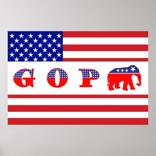 Amerikaanse vlag - G O P - olifant Poster (Voorkant)