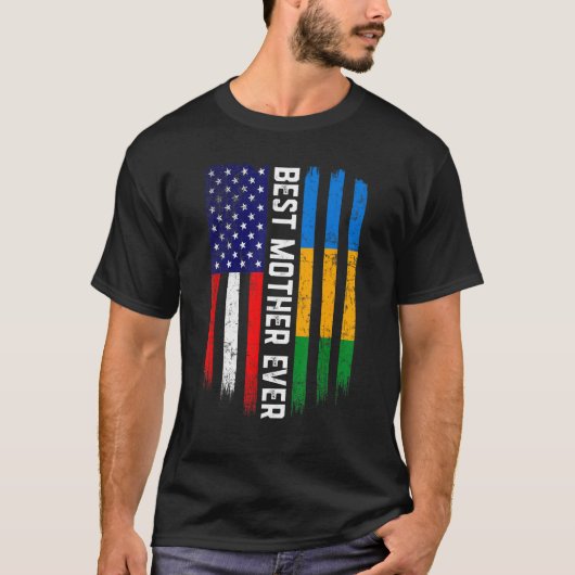 Amerikaanse vlag & Gabon vlag beste moeder ooit fa T-shirt (Voorkant)