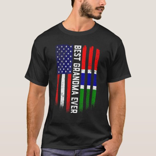 Amerikaanse vlag & Gambia vlag Beste oma Ever Fami T-shirt (Voorkant)