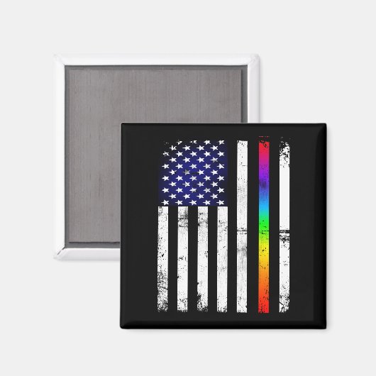 Amerikaanse vlag Gay Pride Thin Rainbow Magneet (Voorkant / Achterkant)
