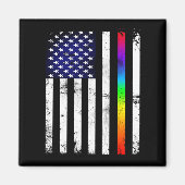 Amerikaanse vlag Gay Pride Thin Rainbow Magneet (Voorkant)