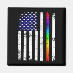 Amerikaanse vlag Gay Pride Thin Rainbow Magneet