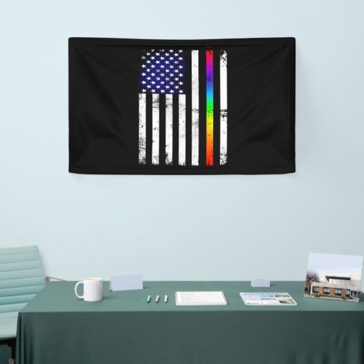 Amerikaanse vlag Gay Pride Thin Rainbow Spandoek (Beurs)