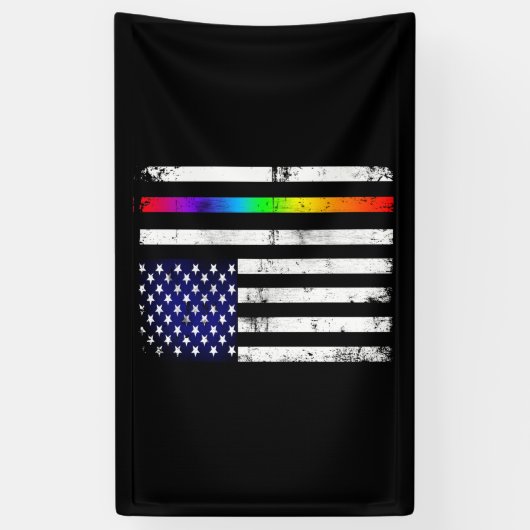 Amerikaanse vlag Gay Pride Thin Rainbow Spandoek (Verticaal)