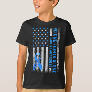 Amerikaanse Vlag Geen Gevecht Alleen Diabetes Bewu T-shirt