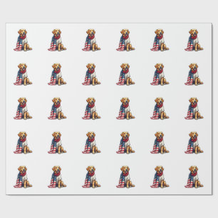 Amerikaanse Vlag Gegraveerde Golden Retriever Hond Cadeaupapier