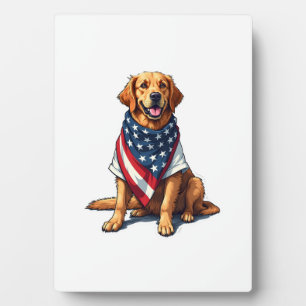 Amerikaanse Vlag Gegraveerde Golden Retriever Hond Fotoplaat
