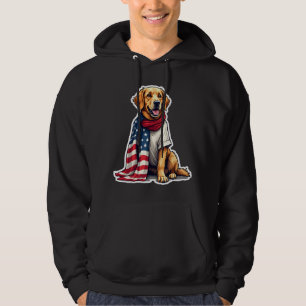 Amerikaanse Vlag Gegraveerde Golden Retriever Hond Hoodie