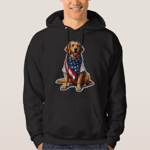 Amerikaanse Vlag Gegraveerde Golden Retriever Hond Hoodie