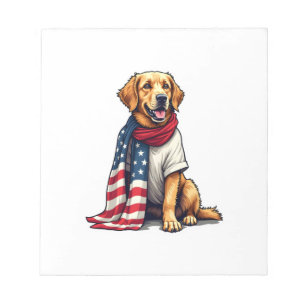 Amerikaanse Vlag Gegraveerde Golden Retriever Hond Notitieblok